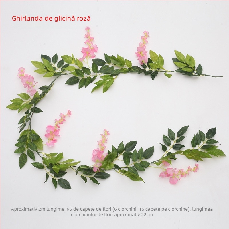 Viță artificială de wisteria de 2 m, cu flori de mătase, pentru decor la nuntă și acasă
