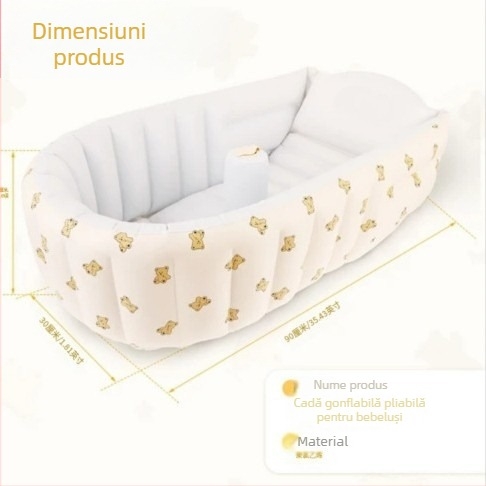 Cadă de baie gonflabilă, pliabilă pentru copii, din PVC gros