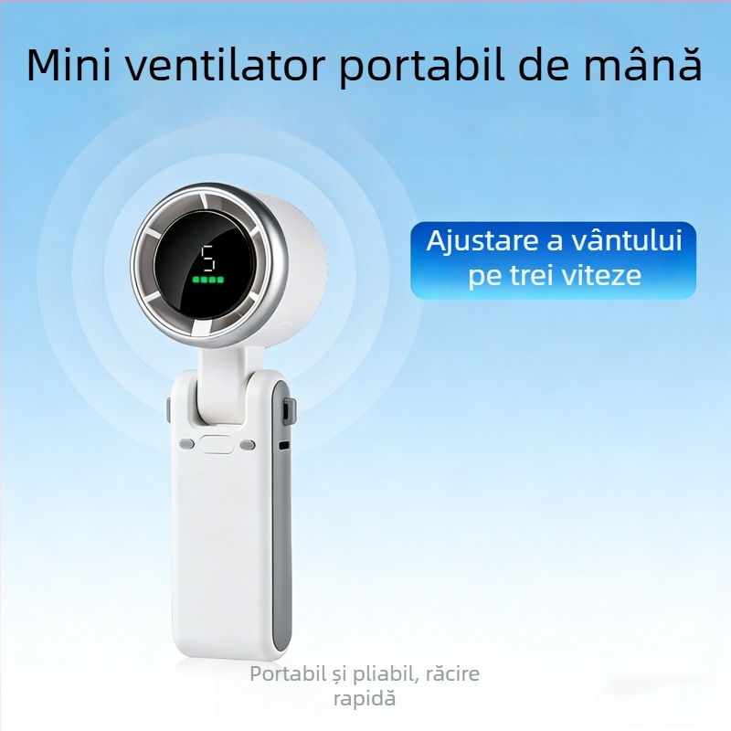 Ventilator portabil pentru gât, cu baterie cu durată lungă, pliabil, mini, silențios, pentru birou și utilizare zilnică