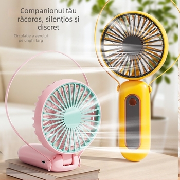Ventilator portabil pliabil cu prindere la gât, încărcare USB, 6 trepte de viteză, flux puternic, ventilator de birou multifuncțional