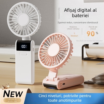 Ventilator pliabil pentru gât, mini ventilator de mână, portabil pentru exterior, silențios, cu flux puternic de aer