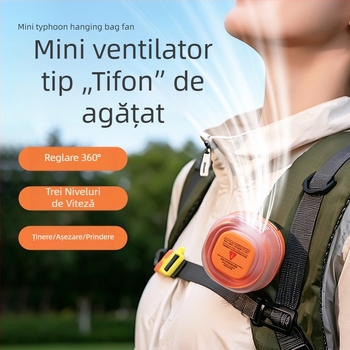 Ventilator clip mini nou, portabil pentru drumeții, 3 trepte, aer puternic, baterie încorporată, încărcare USB, reglaj unghiuri multiple