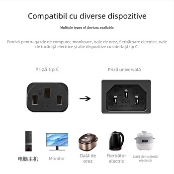 Cablu de alimentare din aluminiu cu acoperire de cupru, 3 conductori, britanic standard 3-pini, negru, 0,75 mm², lungime 1,2–3 m, conector de capăt