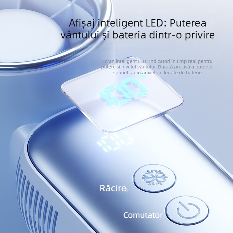 Ventilator de mână cu răcire prin gheață, USB reîncărcabil, portabil, ventilator mini pliabil pentru exterior