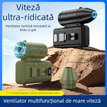 GX18 ventilator turbo portabil, manual, cu rotație la viteză mare, multifuncțional, de purtat la talie sau la gât