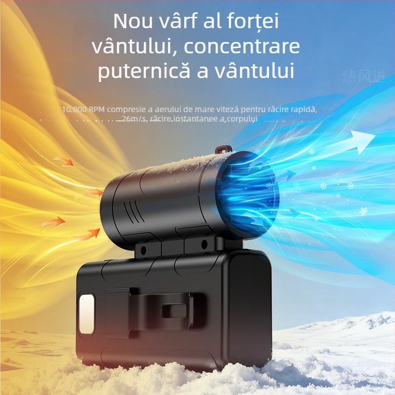 GX18 ventilator turbo portabil, manual, cu rotație la viteză mare, multifuncțional, de purtat la talie sau la gât