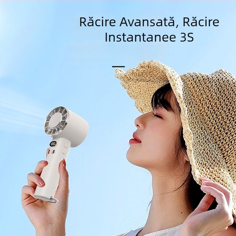 Ventilator portabil nou pentru exterior, cu încărcare USB, afișaj digital, răcire cu gheață.