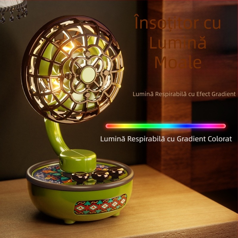 Ventilator mic electric în stil Nanyang, retro, decorativ, cu încărcare USB, pentru birou și studenți