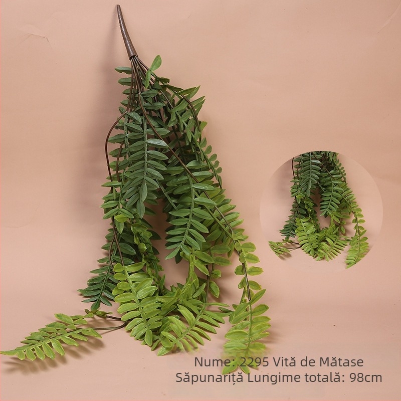 Liane artificiale pentru agățat, buchet mare din cauciuc moale, pentru decorul plafonului și al pereților, cu plante verzi artificiale și flori
