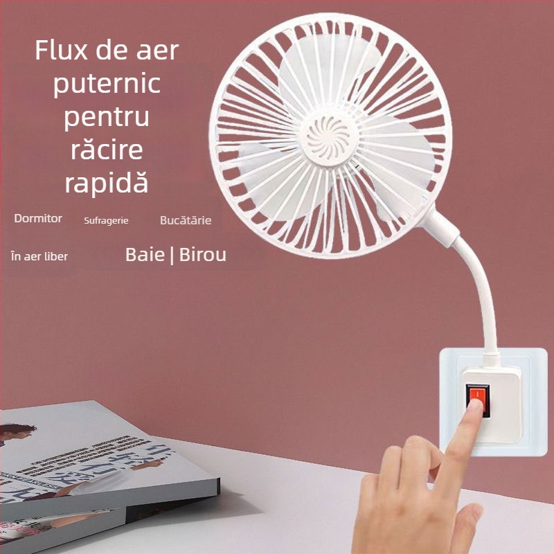 Ventilator mini silențios, cu putere mare pentru noptieră; all-in-one pentru casă, bucătărie și baie