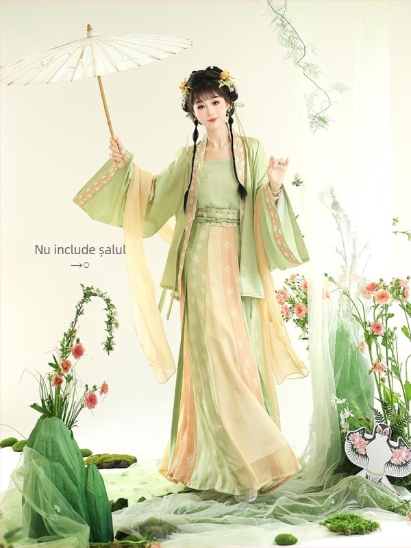 Hanfu pentru femei, în stil Wei Jin, restaurat, cu fustă plisată până la talie, vară, model nou