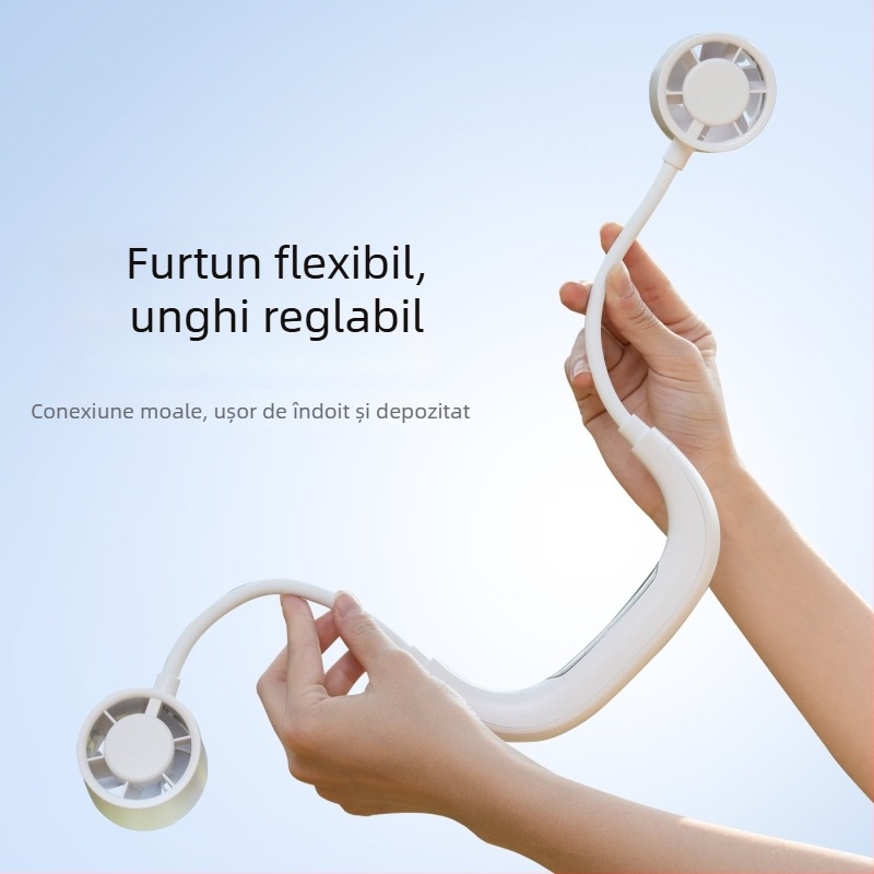 Ventilator de gât fără palete, răcire prin gheață, USB reîncărcabil, compact și portabil