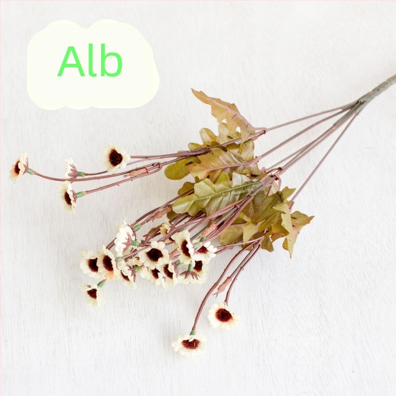 Buchet de flori de satin – crizanteme și margarete, 24 de capete, nuanțe de toamnă