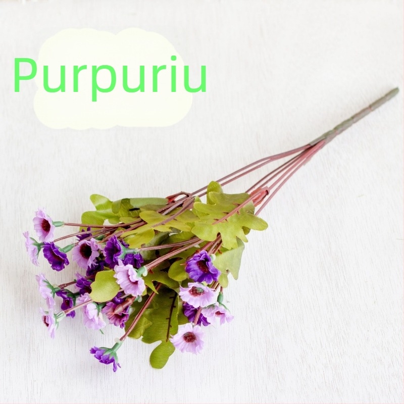Buchet de flori de satin – crizanteme și margarete, 24 de capete, nuanțe de toamnă
