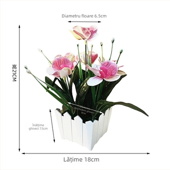 Șase Phalaenopsis în ghivece cu gard pentru exterior, decorațiuni florale artificiale tip bonsai pentru ferestre și curți