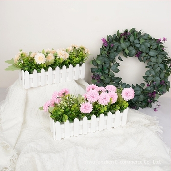 Set de plante artificiale în ghivece pentru decorul sufrageriei, cu crizanteme mici