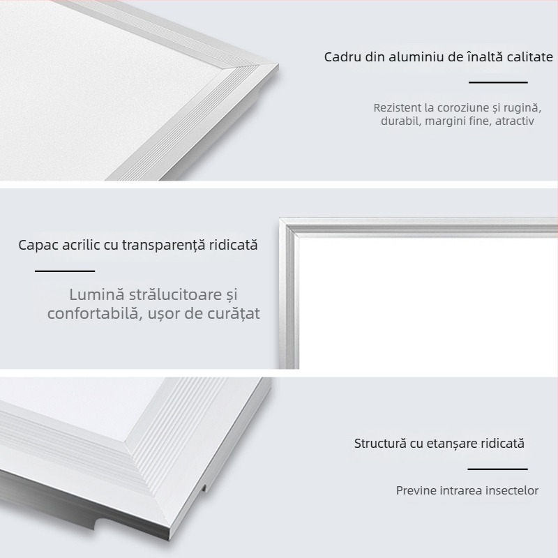 LED încastrat pentru tavan – iluminat pentru baie și bucătărie – panou plat din aluminiu, design integrat, 24-50W, 220V, CRI ≥95