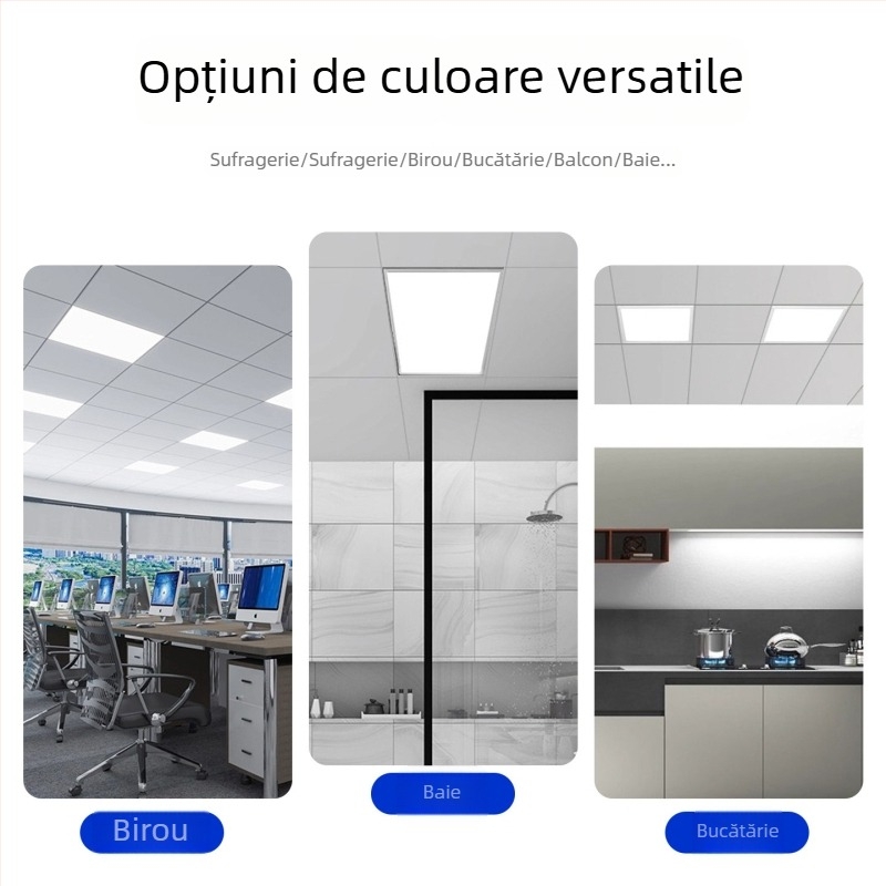 LED încastrat pentru tavan – iluminat pentru baie și bucătărie – panou plat din aluminiu, design integrat, 24-50W, 220V, CRI ≥95