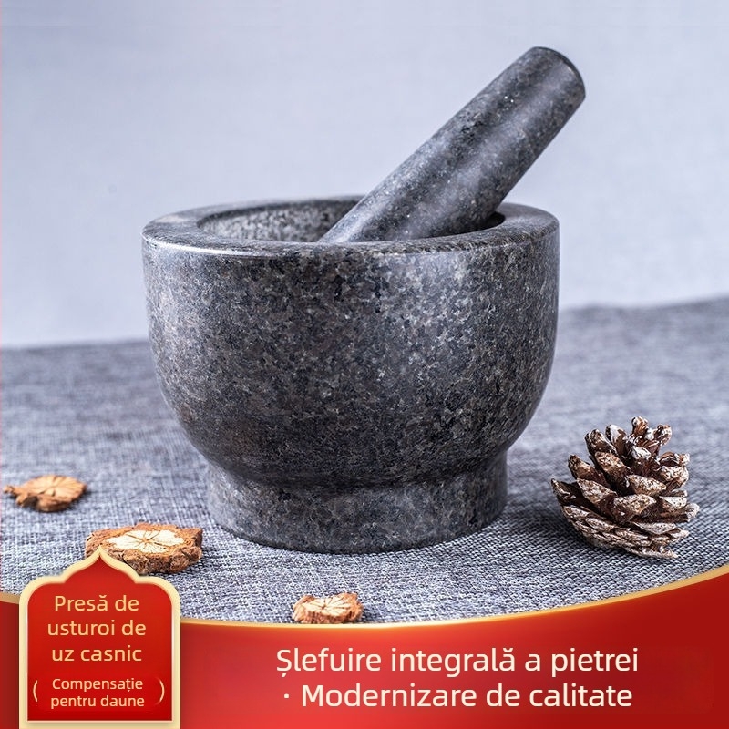 Mojar din marmură pentru usturoi, pistil din piatră, curățător de usturoi