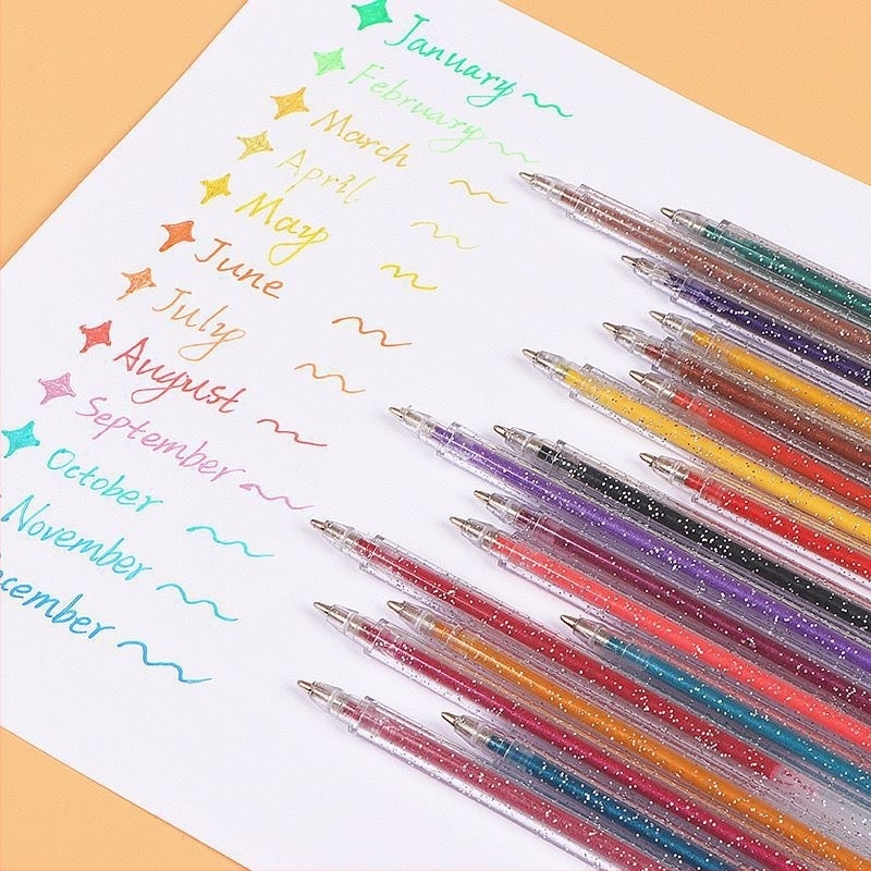 Pix gel cu sclipici și marker fluorescent pentru elevi – luciu perlat