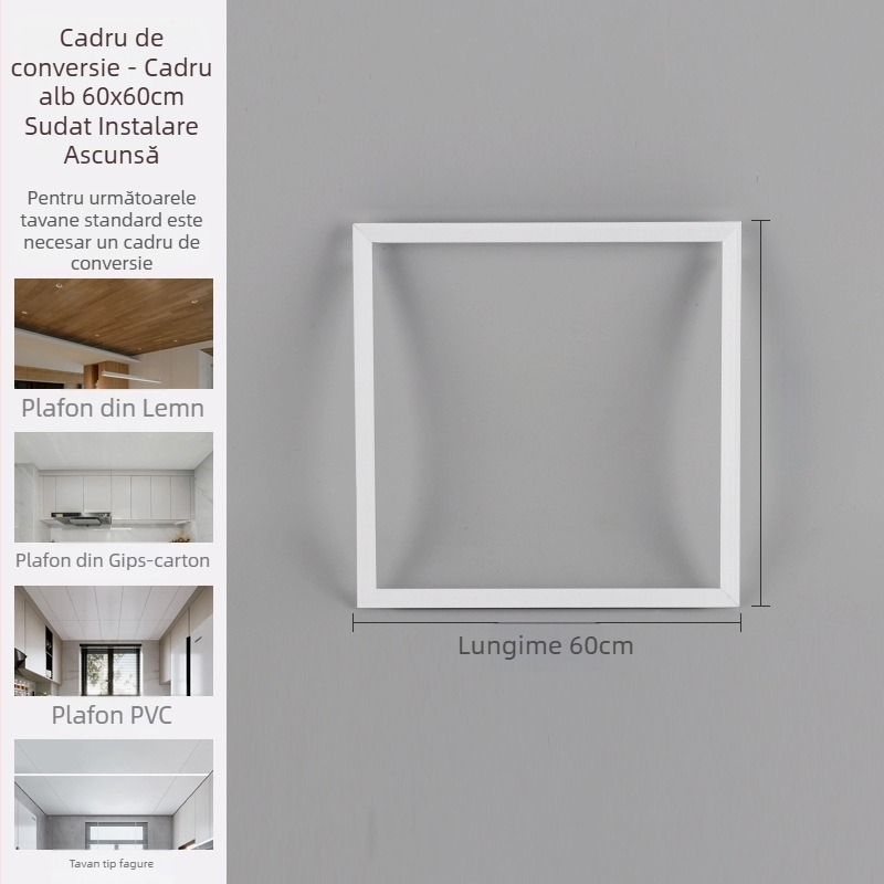 Cadru de conversie pentru tavan cu lampa LED plată, adaptor pentru încălzitor de baie, cadru din aliaj de aluminiu, compatibil cu plăci de gips-carton