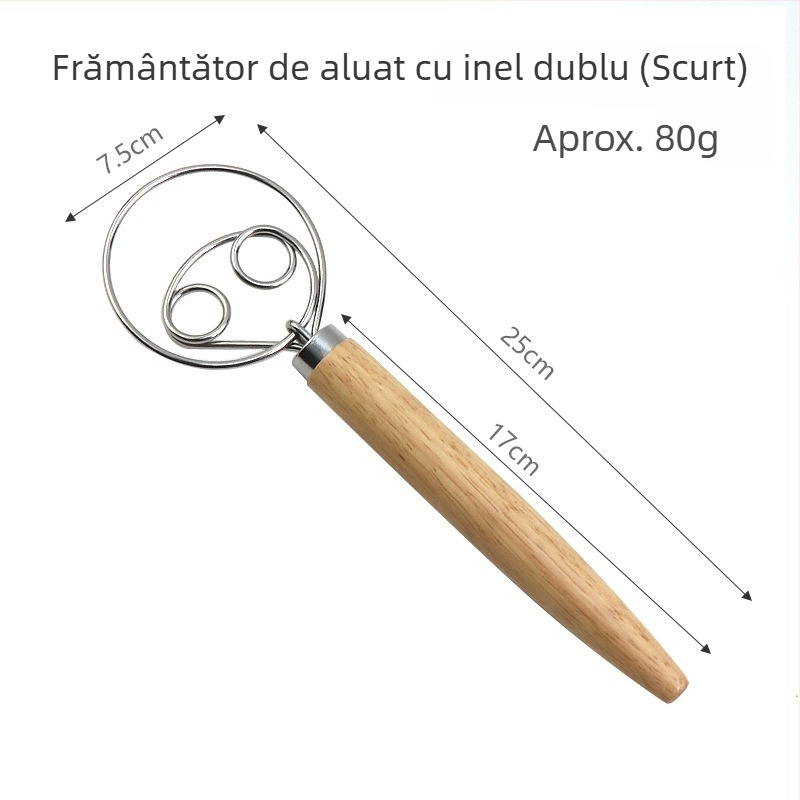 Set de unelte pentru coacere pâine: coș de fermentare din oțel inoxidabil, cuțit pentru tăierea aluatului și mixer pentru aluat