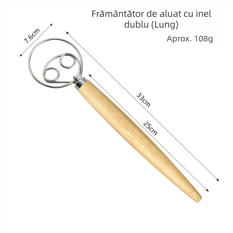 Set de unelte pentru coacere pâine: coș de fermentare din oțel inoxidabil, cuțit pentru tăierea aluatului și mixer pentru aluat