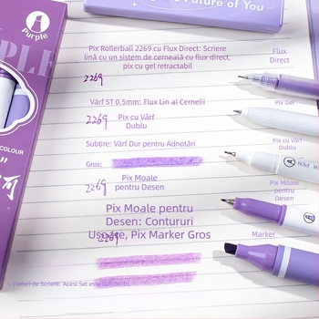 Set Morandi-inspired markers dual-tip pentru notare și planificare, uscare rapidă, acționare prin apăsare, 5 piese