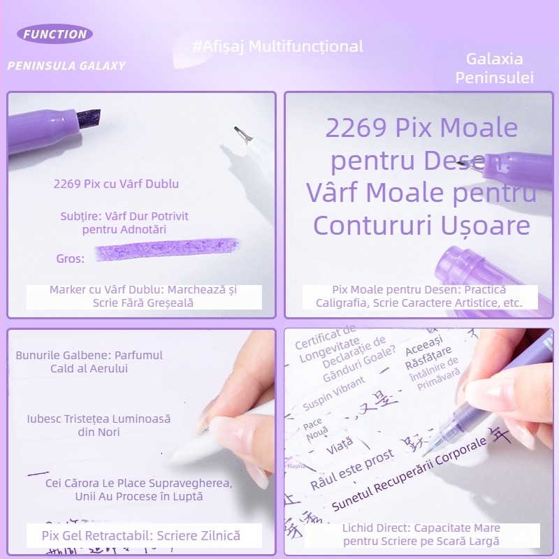 Set Morandi-inspired markers dual-tip pentru notare și planificare, uscare rapidă, acționare prin apăsare, 5 piese
