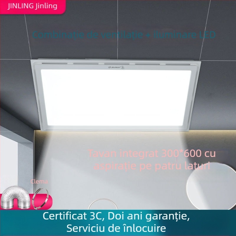 Golden Antelope ventilator de tavan integrat cu LED, 300×600, panou din aluminiu, ventilație silențioasă, puternică