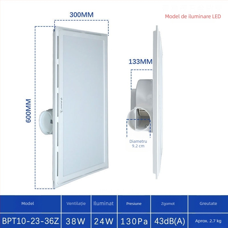 Golden Antelope ventilator de tavan integrat cu LED, 300×600, panou din aluminiu, ventilație silențioasă, puternică