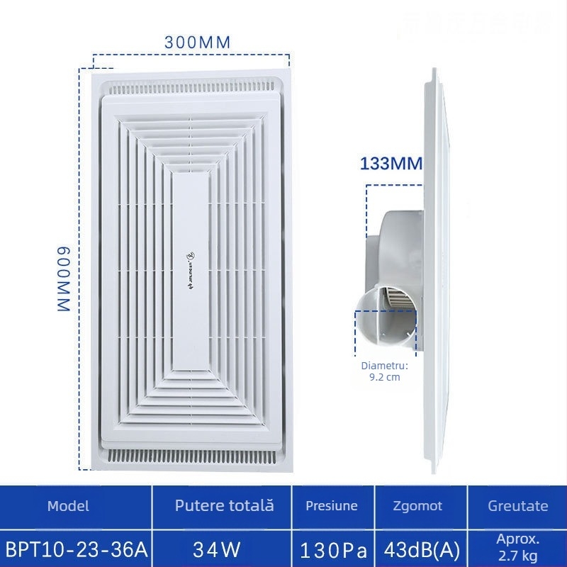 Golden Antelope ventilator de tavan integrat cu LED, 300×600, panou din aluminiu, ventilație silențioasă, puternică