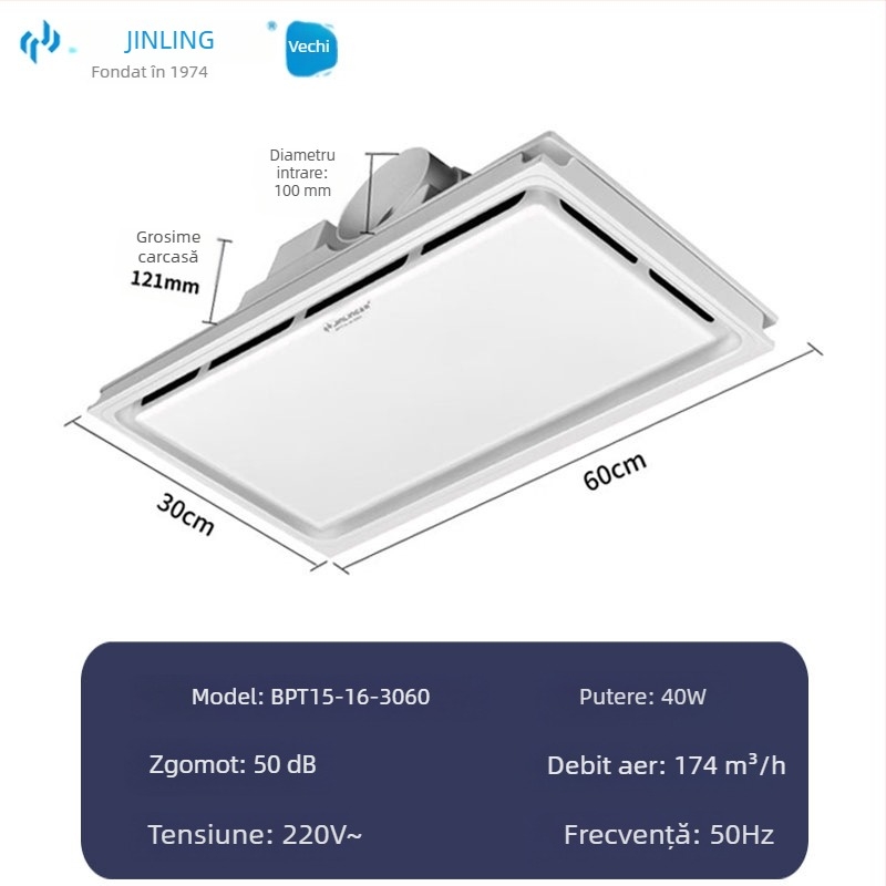 Golden Antelope ventilator de tavan integrat cu LED, 300×600, panou din aluminiu, ventilație silențioasă, puternică