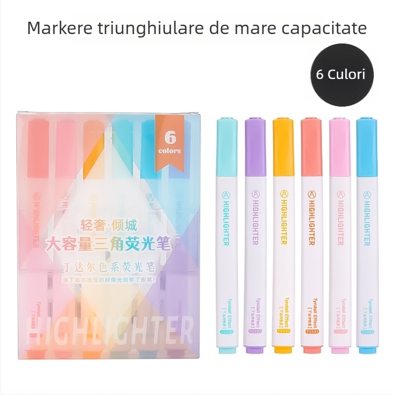 Set Morandi de markere pentru evidențiere – culori moi, prietenoase cu ochii, pentru învățare, evidențiere în clasă, desen și jurnal (6 buc.)