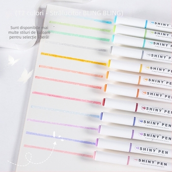 Marker fluorescent cu sclipici galaxie pentru elevi, markere colorate pentru note și planificare