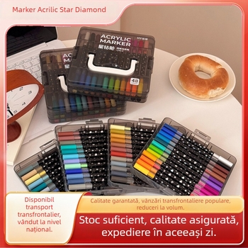 Marker acrilic cu două vârfuri, culori duale, cabină de navă spațială, nu pătează hârtia, carioci cu vârf moale, pentru elevii din învățământul primar