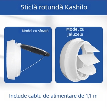 Ventilator de ventilație puternic pentru baie și toaletă, ventilator de evacuare din sticlă pentru bucătărie și baie, montaj în fereastră, deschidere rotundă, design silențios