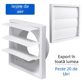 Capac ABS pentru conductă de ventilație, protecție la ploaie, grilă și lamelă reglabilă prin gravitație