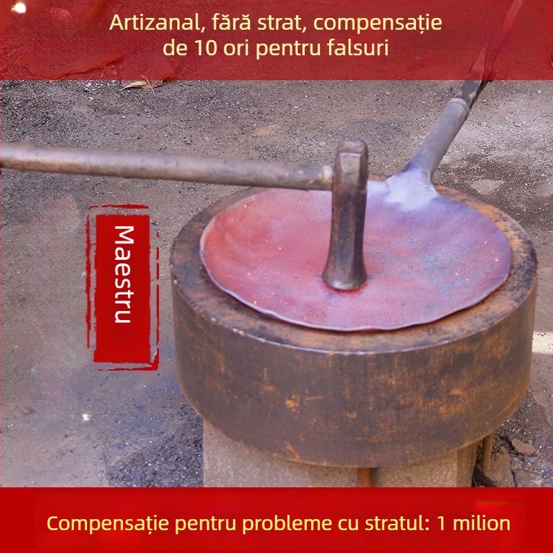 Tigaie din fontă forjată, autentică, cu bază plată, fără strat, antiaderentă, pentru prăjit ouă și fripturi
