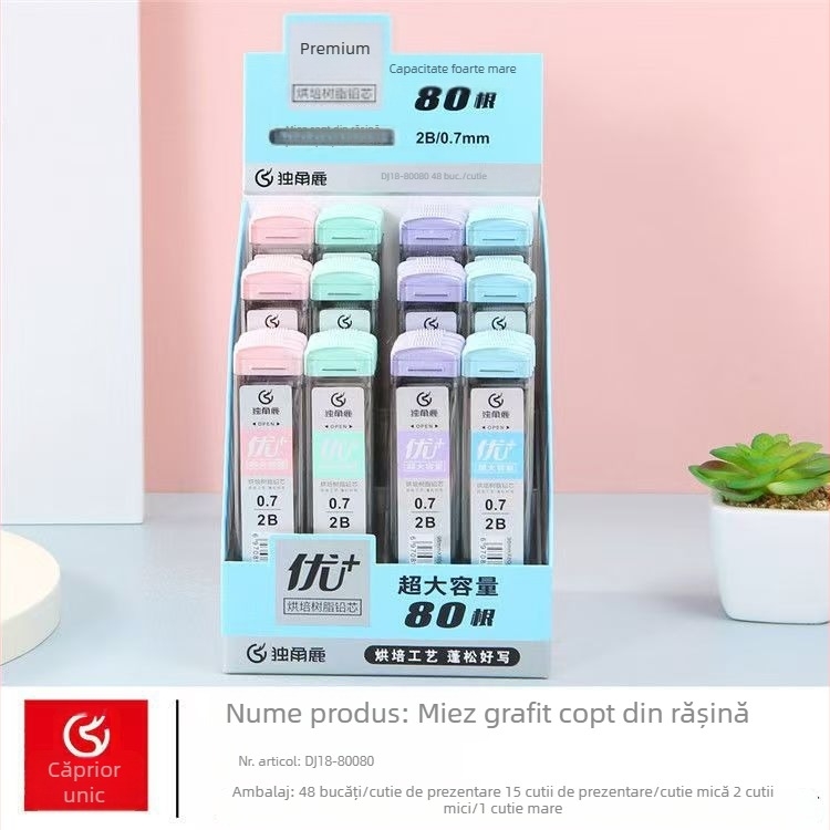 Unicorn Deer 80080 Refil pentru creion mecanic, 2B, 0.5/0.7 mm