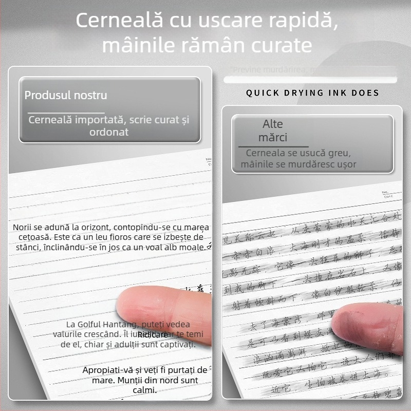 Pix gel negru, mecanism de apăsare, upgrade generația a 3-a, centru de greutate redus, uscare rapidă, vârf cu două bile ST, potrivit pentru examene și învățare