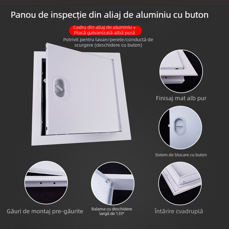 Port de întreținere din aliaj de aluminiu cu încuietoare magnetică și tavă de montaj, mai multe moduri de deschidere, construcție îngroșată, robust