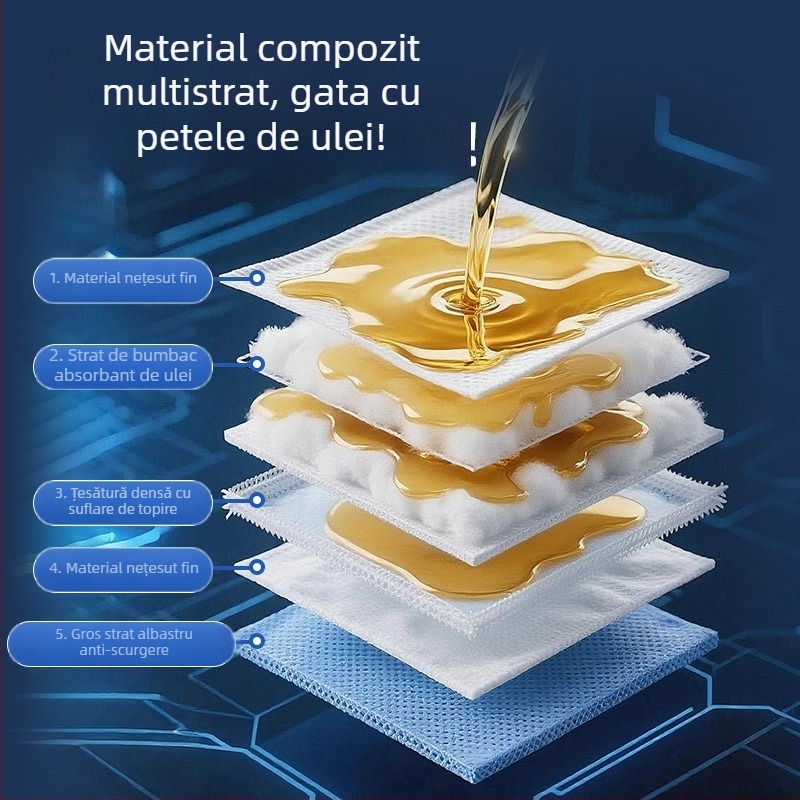 Bumbac absorbant pentru ulei pentru hotă, suport universal gros pentru plita încastrată, tavă de ulei, recipient de ulei, filc antiulei, hârtie absorbantă pentru ulei