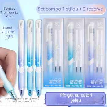 Set Lexuan ST pixuri gel în nuanțe Jelly, cu 2 rezerve de cerneală, pixuri elegante pentru semnătură, vârf de pensulă ce se usucă rapid
