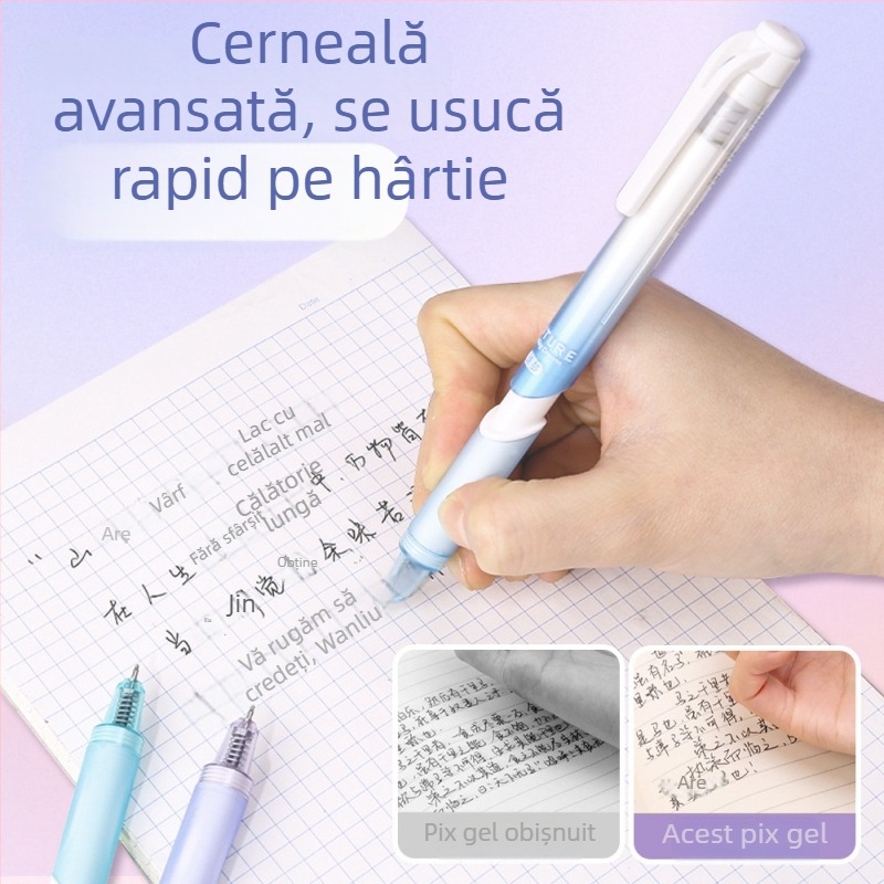 Set Lexuan ST pixuri gel în nuanțe Jelly, cu 2 rezerve de cerneală, pixuri elegante pentru semnătură, vârf de pensulă ce se usucă rapid