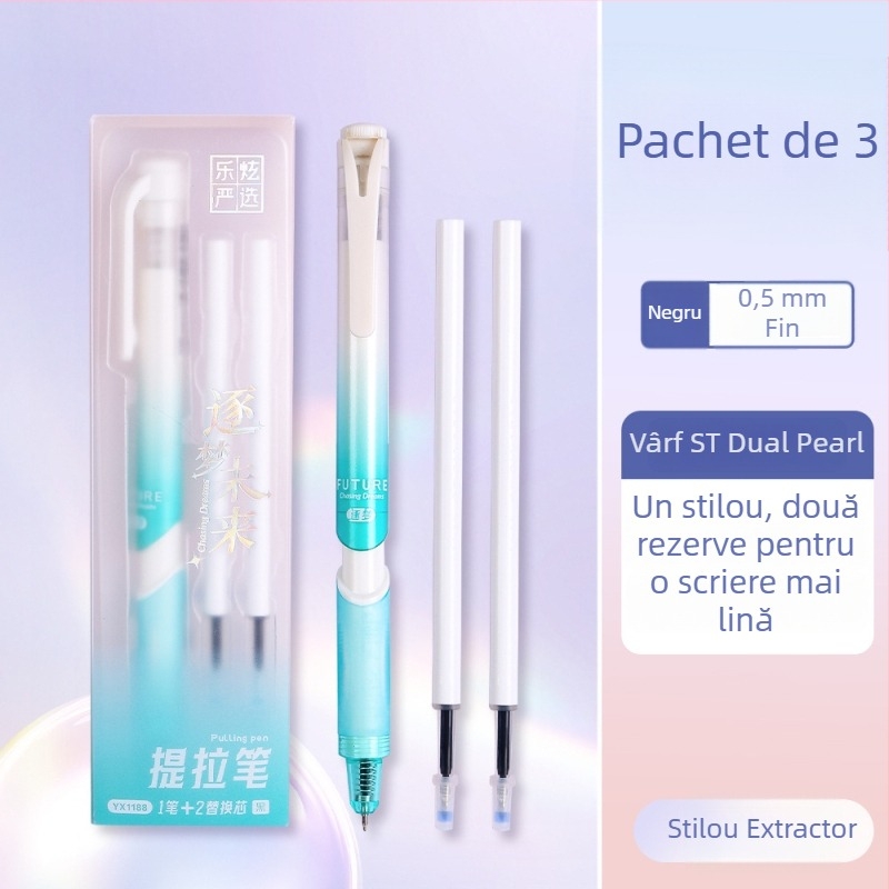 Set Lexuan ST pixuri gel în nuanțe Jelly, cu 2 rezerve de cerneală, pixuri elegante pentru semnătură, vârf de pensulă ce se usucă rapid