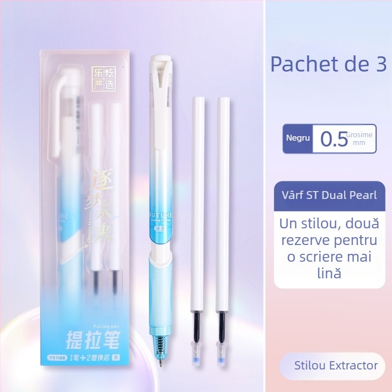 Set Lexuan ST pixuri gel în nuanțe Jelly, cu 2 rezerve de cerneală, pixuri elegante pentru semnătură, vârf de pensulă ce se usucă rapid