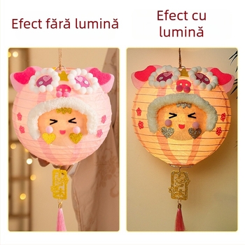 Fenar de Lună de Toamnă pentru copii, lanternă din hârtie pliabilă cu iluminare, stil antic
