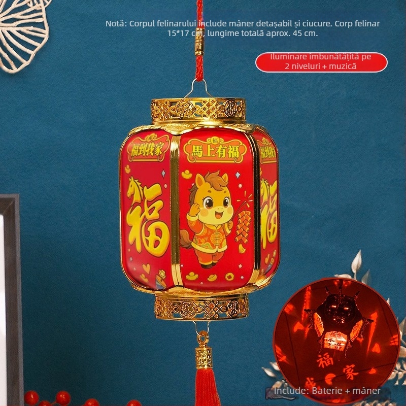 Lampioane mici pentru copii pentru Festivalul Luminilor, lampioane tradiționale chineze cu mâner, luminoase, decor pentru Anul Nou Chinezesc și Festivalul de Primăvară – Anul Calului