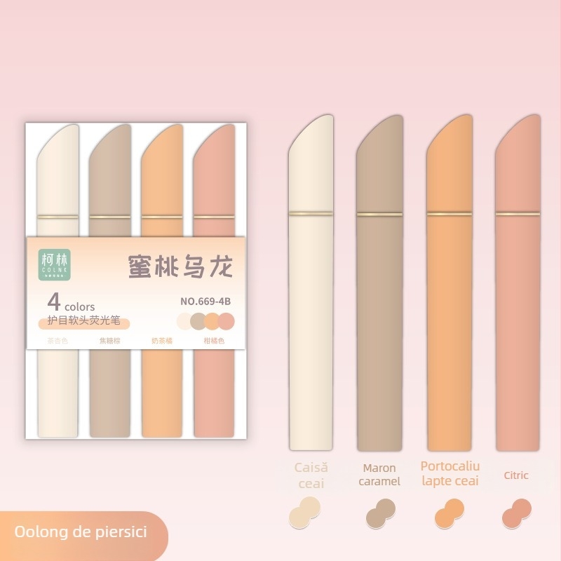 COLNK stil highlighter în formă de ruj, vârf moale, capacitate mare, culoare ceață, pentru elevi